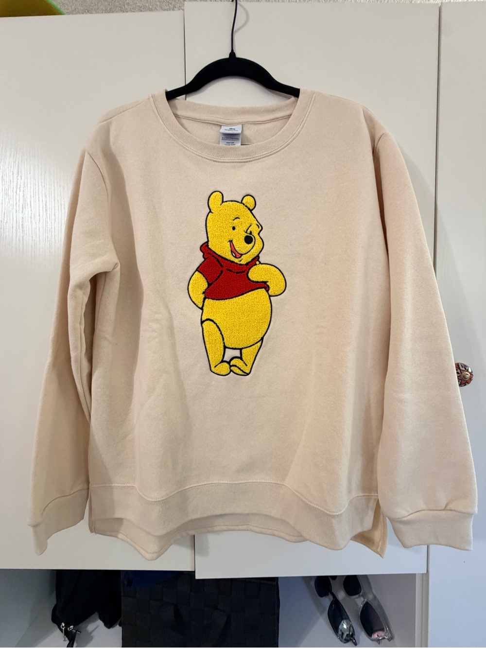 Official Disney Winnie the Pooh Chenille Patch Sweatshirt Ivory L